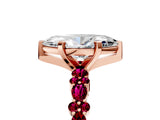 Rose gold Marquise Cut Diamond Side Stone Solitaire Ring with Round with Garnet side stone and Four-Prong Setting_11