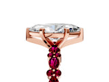 Rose gold Marquise Cut Diamond Side Stone Solitaire Ring with Round with Garnet side stone and Four-Prong Setting_5