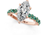 Rose gold Marquise Cut Diamond Side Stone Solitaire Ring with Round with Green Sapphire side stone and Four-Prong Setting_1