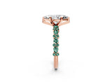 Rose gold Marquise Cut Diamond Side Stone Solitaire Ring with Round with Green Sapphire side stone and Four-Prong Setting_2