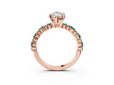 Rose gold Marquise Cut Diamond Side Stone Solitaire Ring with Round with Green Sapphire side stone and Four-Prong Setting_3