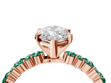Rose gold Marquise Cut Diamond Side Stone Solitaire Ring with Round with Green Sapphire side stone and Four-Prong Setting_4