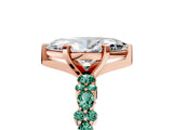 Rose gold Marquise Cut Diamond Side Stone Solitaire Ring with Round with Green Sapphire side stone and Four-Prong Setting_5