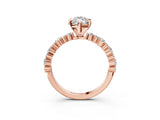 Rose gold Marquise Cut Diamond Side Stone Solitaire Ring with Round with Moissanite side stone and Four-Prong Setting_22