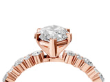 Rose gold Marquise Cut Diamond Side Stone Solitaire Ring with Round with Moissanite side stone and Four-Prong Setting_23