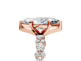 Rose gold Marquise Cut Diamond Side Stone Solitaire Ring with Round with Moissanite side stone and Four-Prong Setting_24