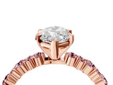 Rose gold Marquise Cut Diamond Side Stone Solitaire Ring with Round with Morganite side stone and Four-Prong Setting_4