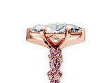 Rose gold Marquise Cut Diamond Side Stone Solitaire Ring with Round with Morganite side stone and Four-Prong Setting_5