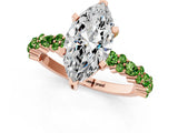 Rose gold Marquise Cut Diamond Side Stone Solitaire Ring with Round with Peridot side stone and Four-Prong Setting_1