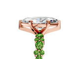 Rose gold Marquise Cut Diamond Side Stone Solitaire Ring with Round with Peridot side stone and Four-Prong Setting_12