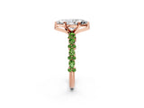 Rose gold Marquise Cut Diamond Side Stone Solitaire Ring with Round with Peridot side stone and Four-Prong Setting_2