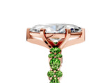 Rose gold Marquise Cut Diamond Side Stone Solitaire Ring with Round with Peridot side stone and Four-Prong Setting_5