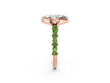 Rose gold Marquise Cut Diamond Side Stone Solitaire Ring with Round with Peridot side stone and Four-Prong Setting_9