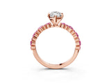 Rose gold Marquise Cut Diamond Side Stone Solitaire Ring with Round with Pink Sapphire side stone and Four-Prong Setting_3