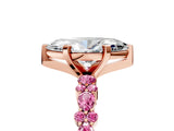 Rose gold Marquise Cut Diamond Side Stone Solitaire Ring with Round with Pink Sapphire side stone and Four-Prong Setting_5