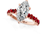 Rose gold Marquise Cut Diamond Side Stone Solitaire Ring with Round with Ruby side stone and Four-Prong Setting_19