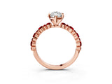 Rose gold Marquise Cut Diamond Side Stone Solitaire Ring with Round with Ruby side stone and Four-Prong Setting_21