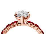 Rose gold Marquise Cut Diamond Side Stone Solitaire Ring with Round with Ruby side stone and Four-Prong Setting_22