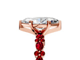 Rose gold Marquise Cut Diamond Side Stone Solitaire Ring with Round with Ruby side stone and Four-Prong Setting_23