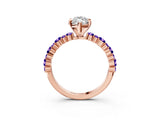 Rose gold Marquise Cut Diamond Side Stone Solitaire Ring with Round with Tanzanite side stone and Four-Prong Setting_3