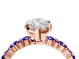 Rose gold Marquise Cut Diamond Side Stone Solitaire Ring with Round with Tanzanite side stone and Four-Prong Setting_4
