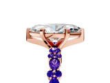 Rose gold Marquise Cut Diamond Side Stone Solitaire Ring with Round with Tanzanite side stone and Four-Prong Setting_5