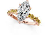 Rose gold Marquise Cut Diamond Side Stone Solitaire Ring with Round with Yellow Sapphire side stone and Four-Prong Setting_1