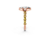Rose gold Marquise Cut Diamond Side Stone Solitaire Ring with Round with Yellow Sapphire side stone and Four-Prong Setting_2