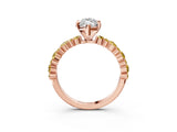 Rose gold Marquise Cut Diamond Side Stone Solitaire Ring with Round with Yellow Sapphire side stone and Four-Prong Setting_3