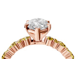 Rose gold Marquise Cut Diamond Side Stone Solitaire Ring with Round with Yellow Sapphire side stone and Four-Prong Setting_4