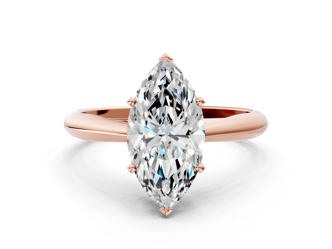 Rose gold Marquise Cut Diamond Solitaire Engagement Ring with Cathedral Setting and Four-Prong Mount_245