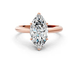 Rose gold Marquise Cut Diamond Solitaire Engagement Ring with Cathedral Setting and Four-Prong Mount_245