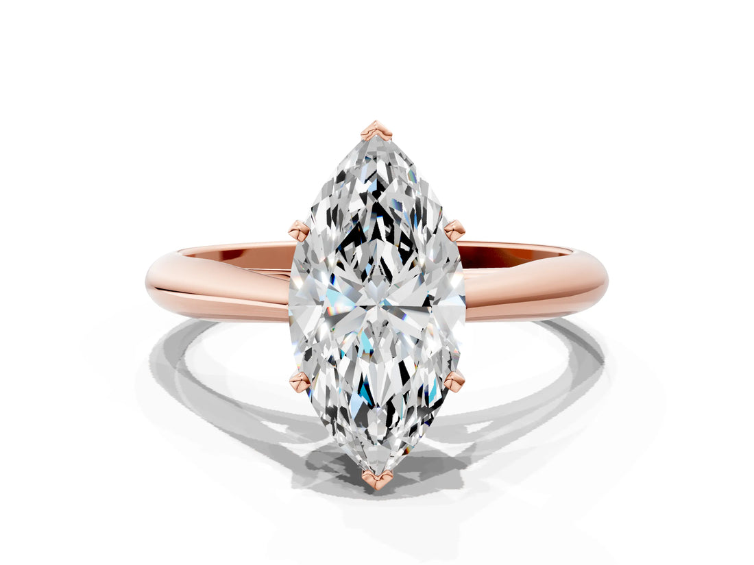 Rose gold Marquise Cut Diamond Solitaire Engagement Ring with Cathedral Setting and Four-Prong Mount_92