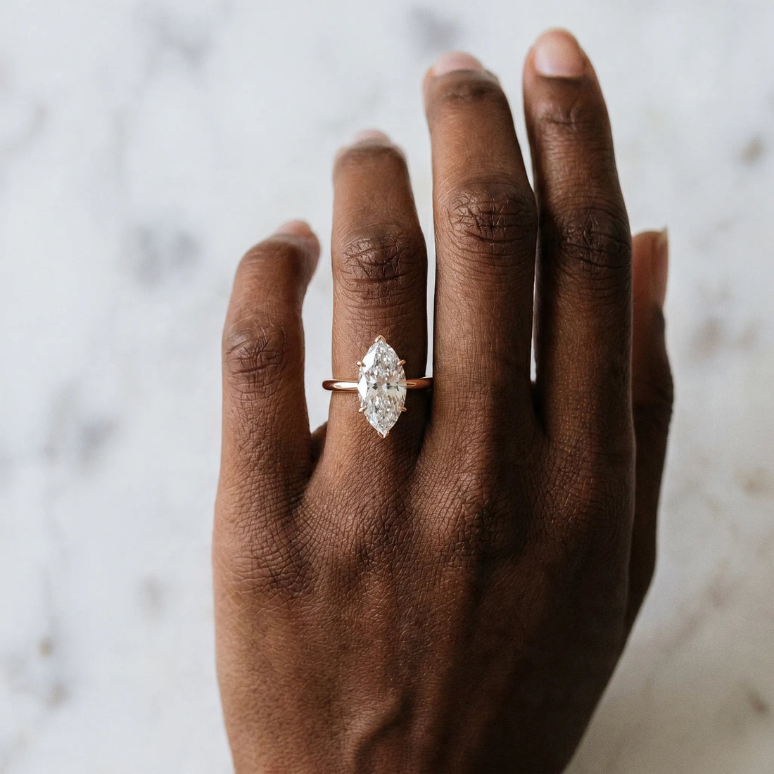 Rose gold Marquise Cut Diamond Solitaire Engagement Ring with Classic Band and Four-Prong Setting_169