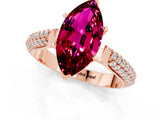 Rose gold Marquise Cut Diamond Solitaire Engagement Ring with Pavé Band and Four-Prong Setting_1