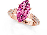Rose gold Marquise Cut Diamond Solitaire Engagement Ring with Pavé Band and Four-Prong Setting_1