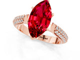 Rose gold Marquise Cut Diamond Solitaire Engagement Ring with Pavé Band and Four-Prong Setting_1
