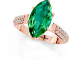 Rose gold Marquise Cut Diamond Solitaire Engagement Ring with Pavé Band and Four-Prong Setting_1