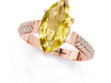 Rose gold Marquise Cut Diamond Solitaire Engagement Ring with Pavé Band and Four-Prong Setting_1