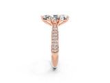Rose gold Marquise Cut Diamond Solitaire Engagement Ring with Pavé Band and Four-Prong Setting_2