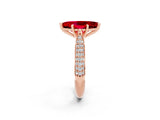 Rose gold Marquise Cut Diamond Solitaire Engagement Ring with Pavé Band and Four-Prong Setting_2