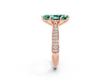 Rose gold Marquise Cut Diamond Solitaire Engagement Ring with Pavé Band and Four-Prong Setting_2