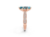 Rose gold Marquise Cut Diamond Solitaire Engagement Ring with Pavé Band and Four-Prong Setting_2