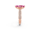 Rose gold Marquise Cut Diamond Solitaire Engagement Ring with Pavé Band and Four-Prong Setting_2