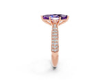 Rose gold Marquise Cut Diamond Solitaire Engagement Ring with Pavé Band and Four-Prong Setting_2