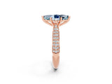 Rose gold Marquise Cut Diamond Solitaire Engagement Ring with Pavé Band and Four-Prong Setting_2