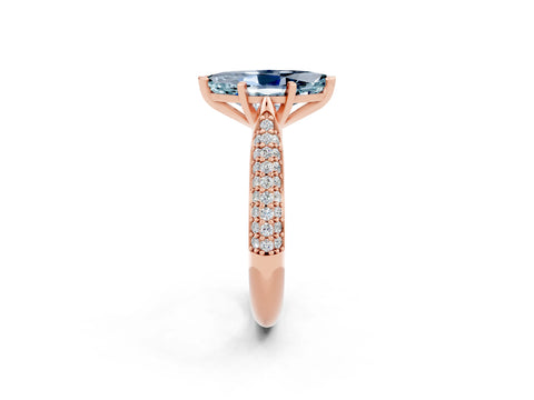 Rose gold Marquise Cut Diamond Solitaire Engagement Ring with Pavé Band and Four-Prong Setting_2