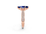 Rose gold Marquise Cut Diamond Solitaire Engagement Ring with Pavé Band and Four-Prong Setting_2