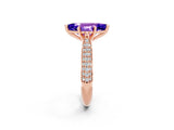 Rose gold Marquise Cut Diamond Solitaire Engagement Ring with Pavé Band and Four-Prong Setting_2