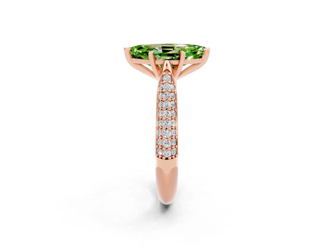 Rose gold Marquise Cut Diamond Solitaire Engagement Ring with Pavé Band and Four-Prong Setting_2